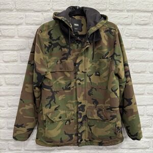 Mens Military Camo Coat Drill Chore Green Camouflage Hunting Jacket Size Medium